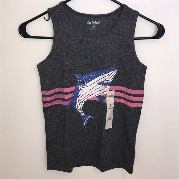 Cat & Jack dark ebony shark boys tank top shirt